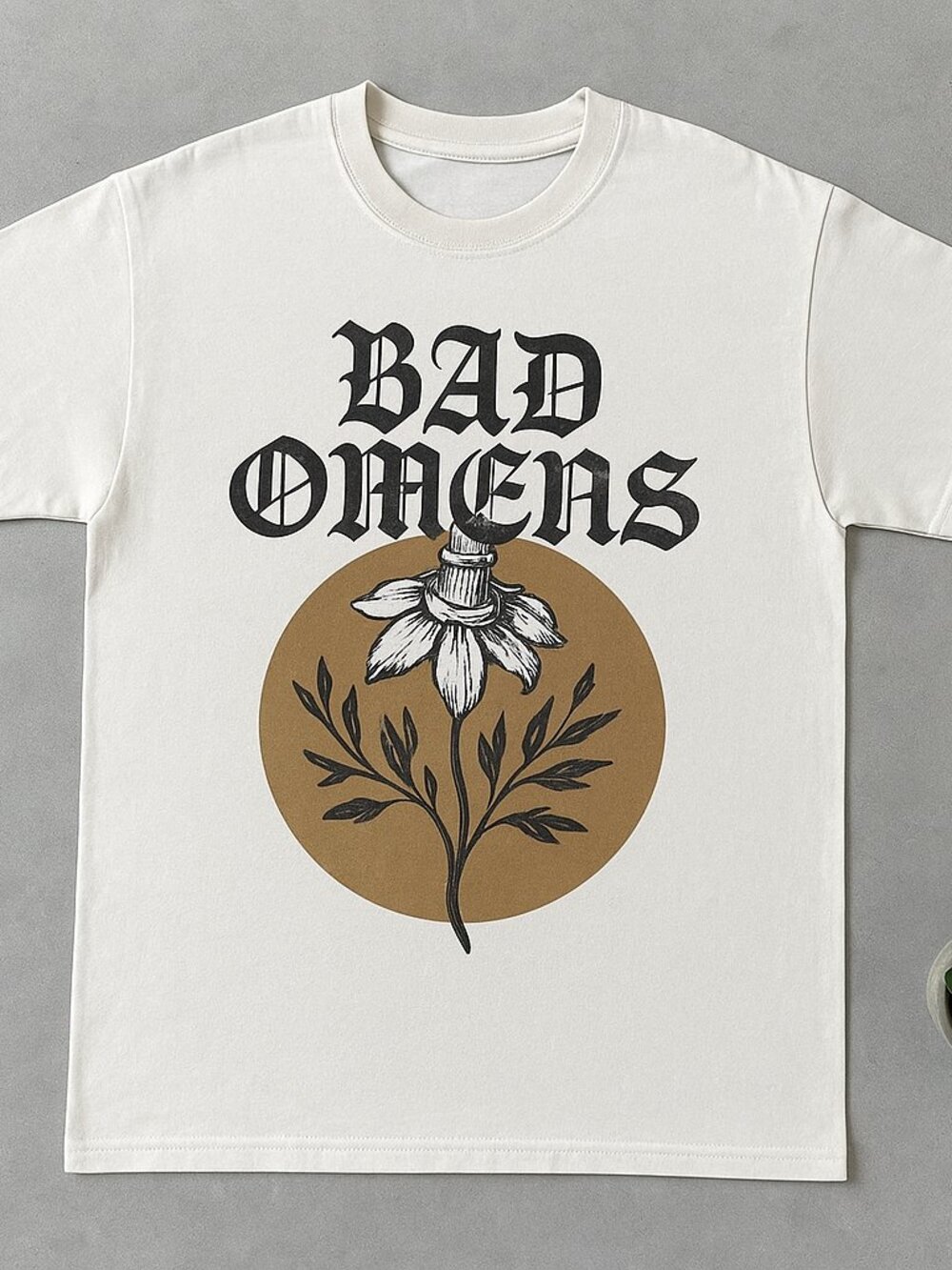 Bad Omens Floral Graphic T-Shirt | Dark Alternative Rock Band Tee | White